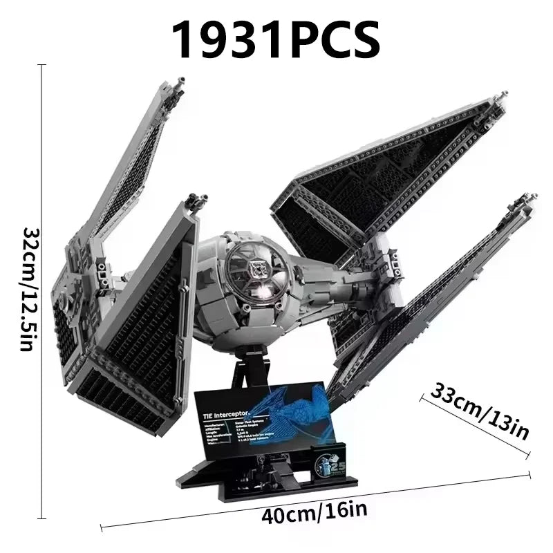 Nave TIE Interceptor de Bloques de Construcción – Modelo Técnico Coleccionable de 1931 Piezas
