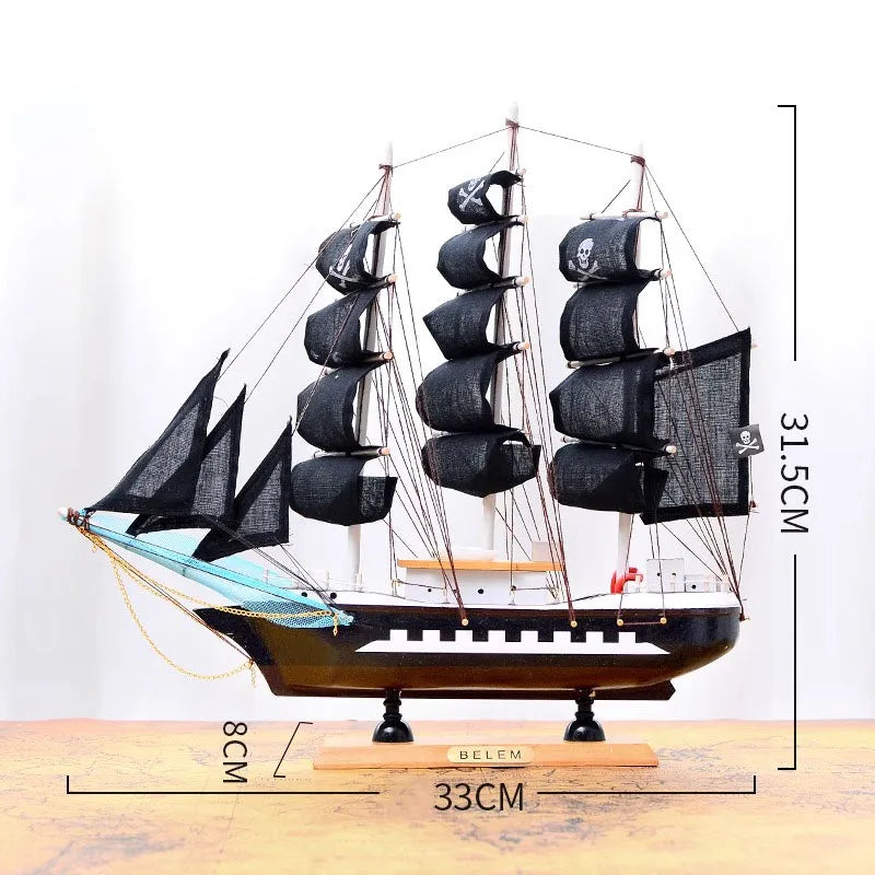 Barco Pirata Decorativo em Madeira Artesanal – Navio Náutico para Decoração de Casa e Escritório