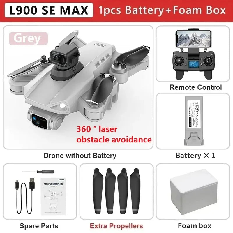 Drone L900 Pro SE MAX GPS 4K – Câmara Dupla HD, 5G WiFi e Radar de Obstáculos 360°