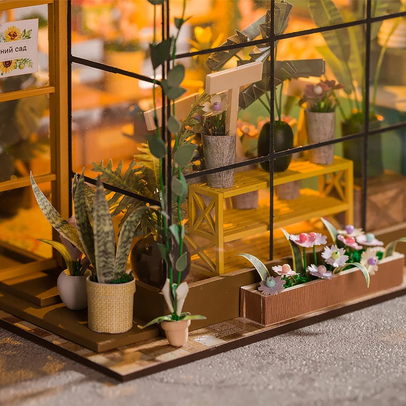 Casa de Muñecas Mini DIY Flower House 3D de Madera – Kit Artesanal de Montaje con Muebles Decorativos