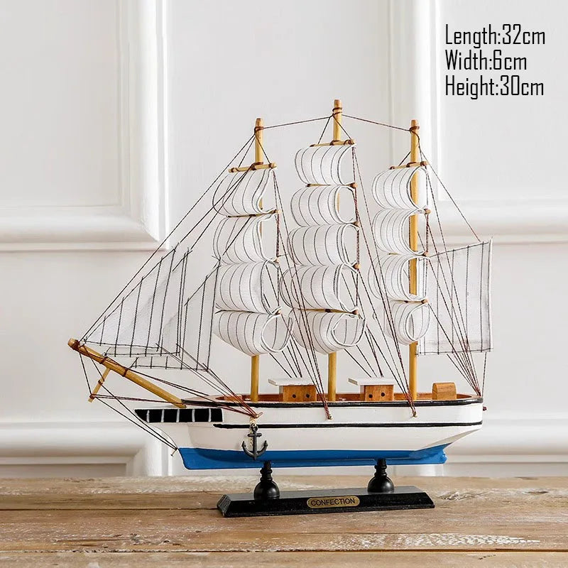 Barco Pirata Decorativo em Madeira Artesanal – Navio Náutico para Decoração de Casa e Escritório