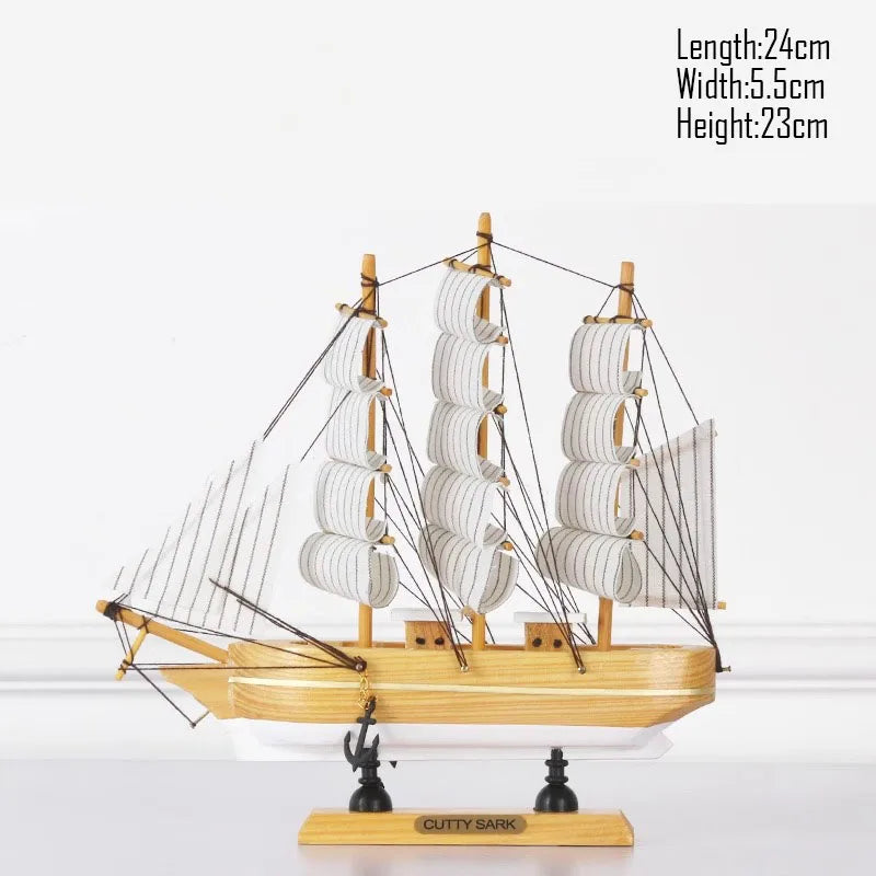 Barco Pirata Decorativo em Madeira Artesanal – Navio Náutico para Decoração de Casa e Escritório