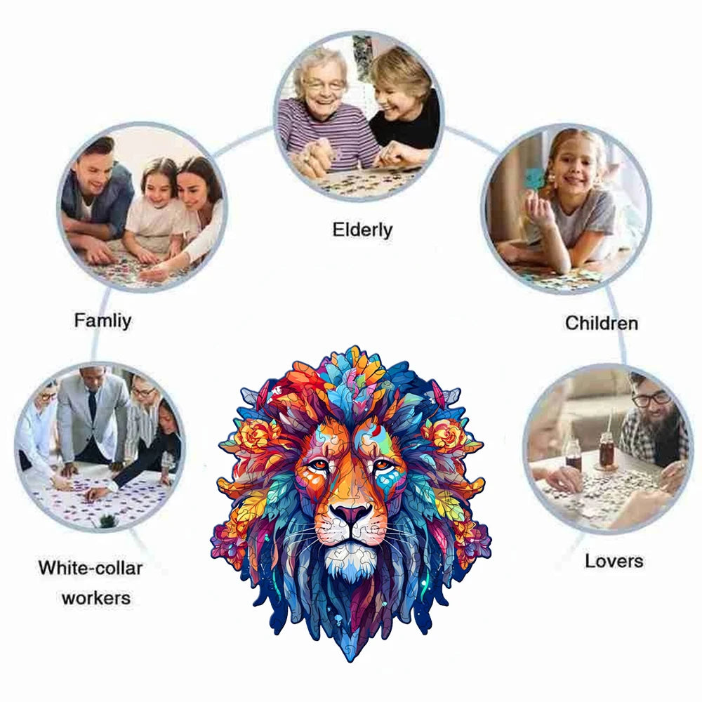 Puzzle de Madera León Irregular | Rompecabezas Creativo