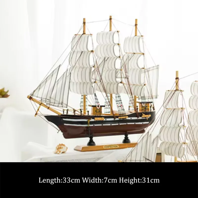 Barco Pirata Decorativo em Madeira Artesanal – Navio Náutico para Decoração de Casa e Escritório