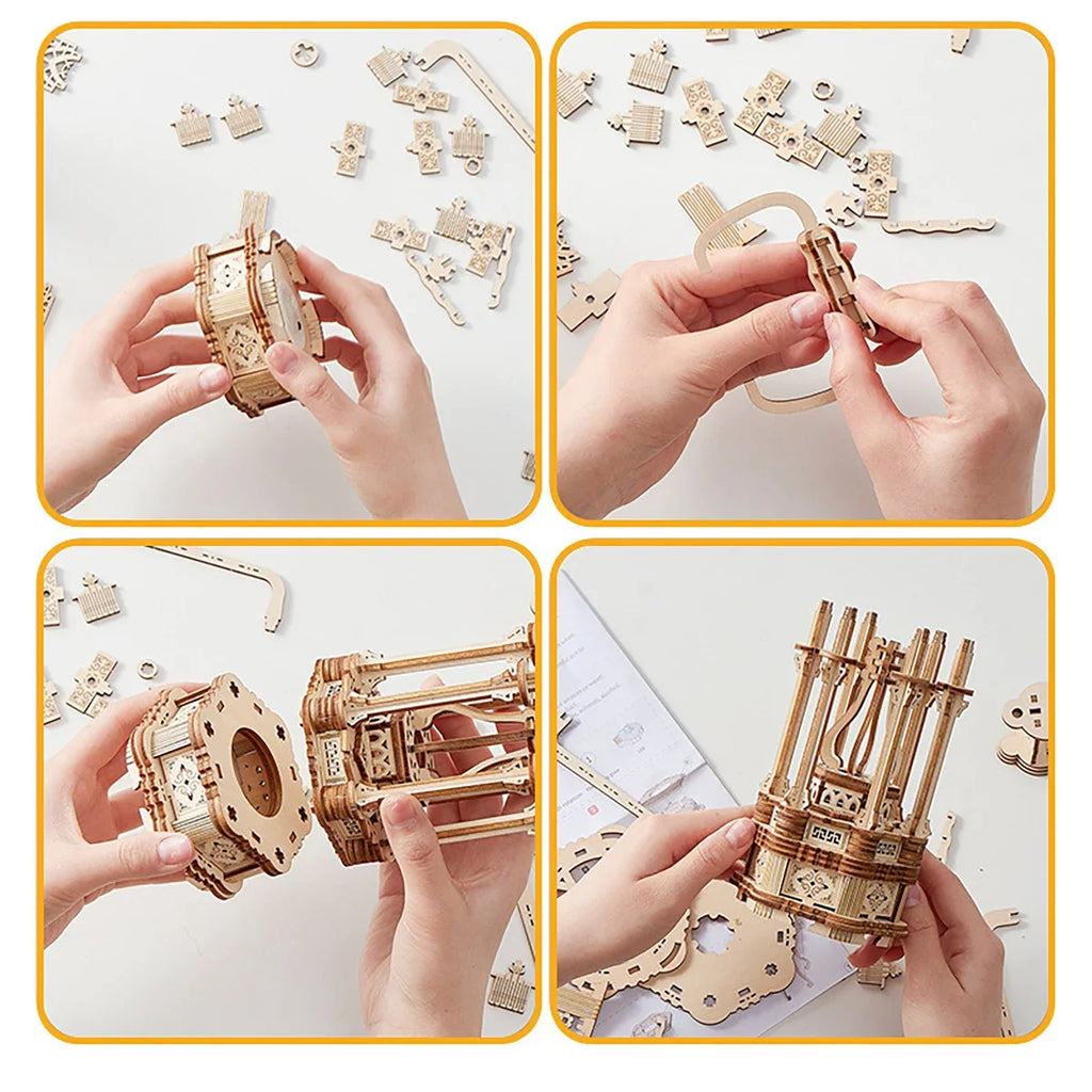 Puzzle de Madera 3D Noria con Motor y Luces LED – Kit Educativo Interactivo