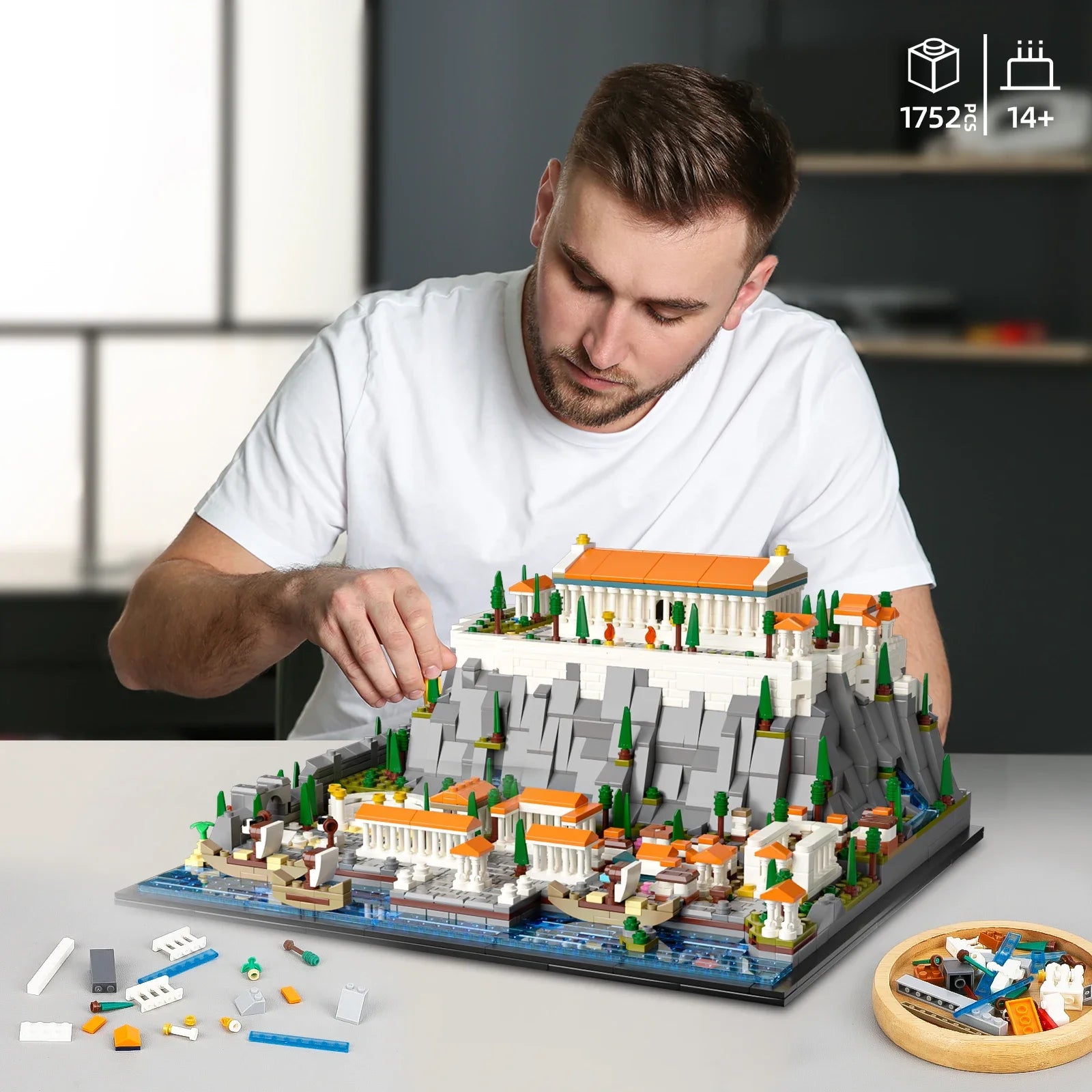 Mini Blocos Acropolis de Atenas 1752 Peças – Modelo Educativo de Construção em Micro Blocos para Decoração e Presente