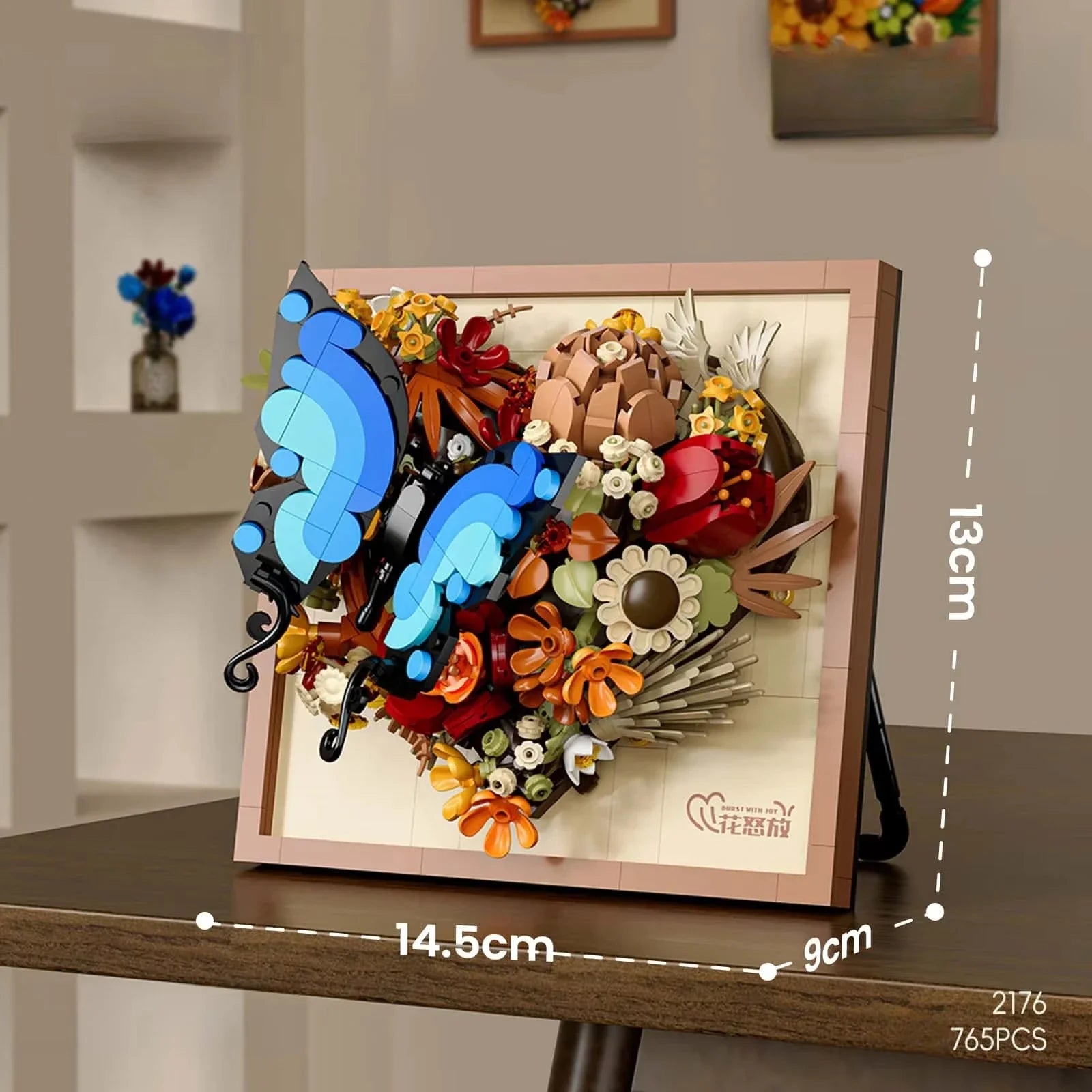 Blocos de Montar Moldura 3D com Flores – Mini Blocos Decorativos DIY para Ano Novo, Casamento e Presentes