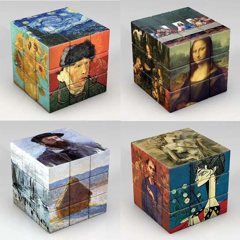 Cubo Mágico 3x3x3 Gogh Lisa com Estampa Japonesa Hokusai – Quebra-Cabeça Educativo Magnético