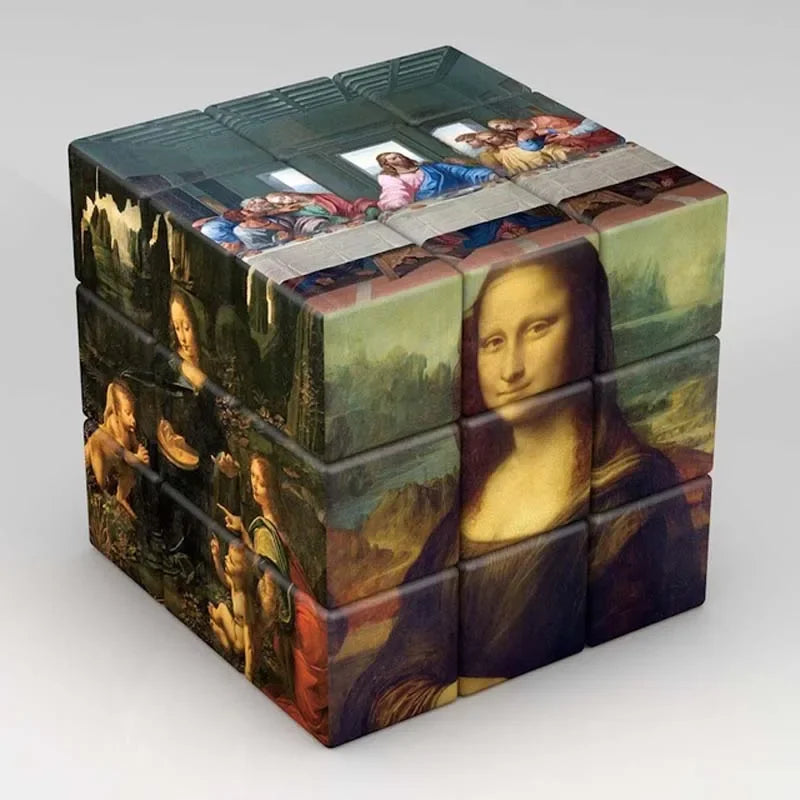 Cubo Mágico 3x3x3 Gogh Lisa com Estampa Japonesa Hokusai – Quebra-Cabeça Educativo Magnético