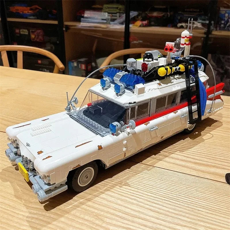 Carro Ghostbuster Ecto‑1 em Blocos de Montar – Modelo Colecionável para Exposição e Presente