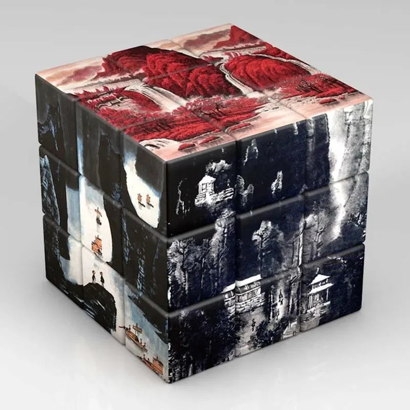 Cubo Mágico 3x3x3 Gogh Lisa com Estampa Japonesa Hokusai – Quebra-Cabeça Educativo Magnético