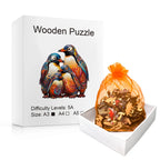 Puzzle de Madera Pingüino con Caja de Regalo – Rompecabezas Animal Irregular para Adultos, Alivio del Estrés y Diversión Familiar