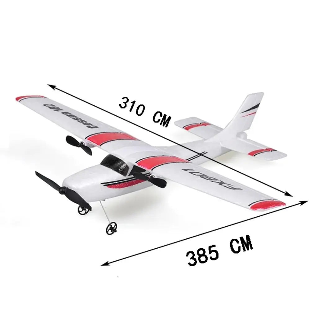 Avião de Controle Remoto em Espuma EPP 2.4GHz 2 Canais – Aeromodelo Asa Fixa Branco e Vermelho para Iniciantes