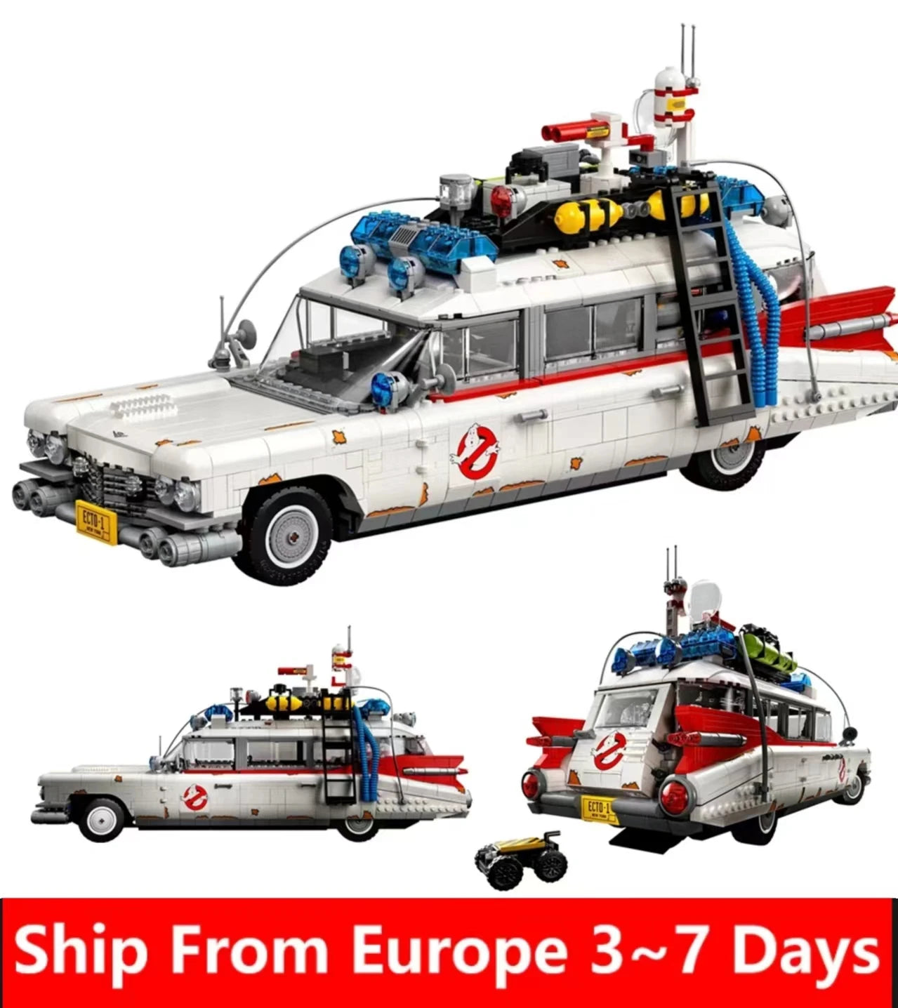 Coche Ghostbuster Ecto‑1 de Bloques de Construcción – Modelo Coleccionable para Exhibición y Regalo