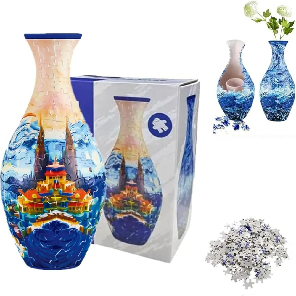 Vaso Decorativo 3D em Puzzle com 160 Peças – Montagem Criativa DIY para Decoração e Presentes