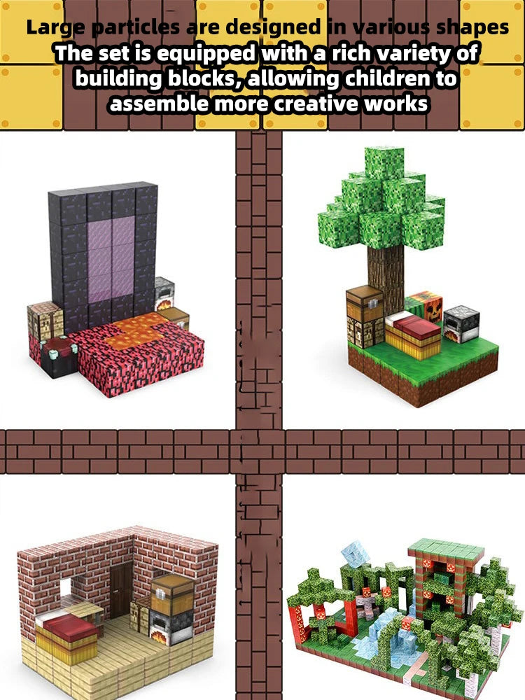 Blocos de Construção Magnéticos Montessori – Brinquedo Educativo STEM Sensorial para Crianças 3+ Anos