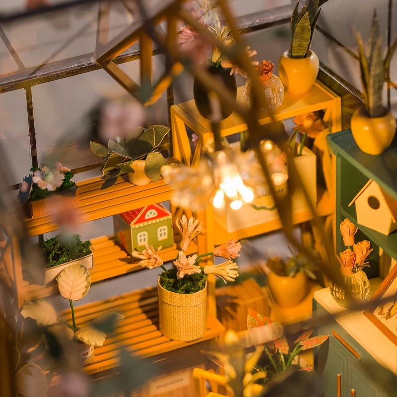 Casa de Muñecas Mini DIY Flower House 3D de Madera – Kit Artesanal de Montaje con Muebles Decorativos
