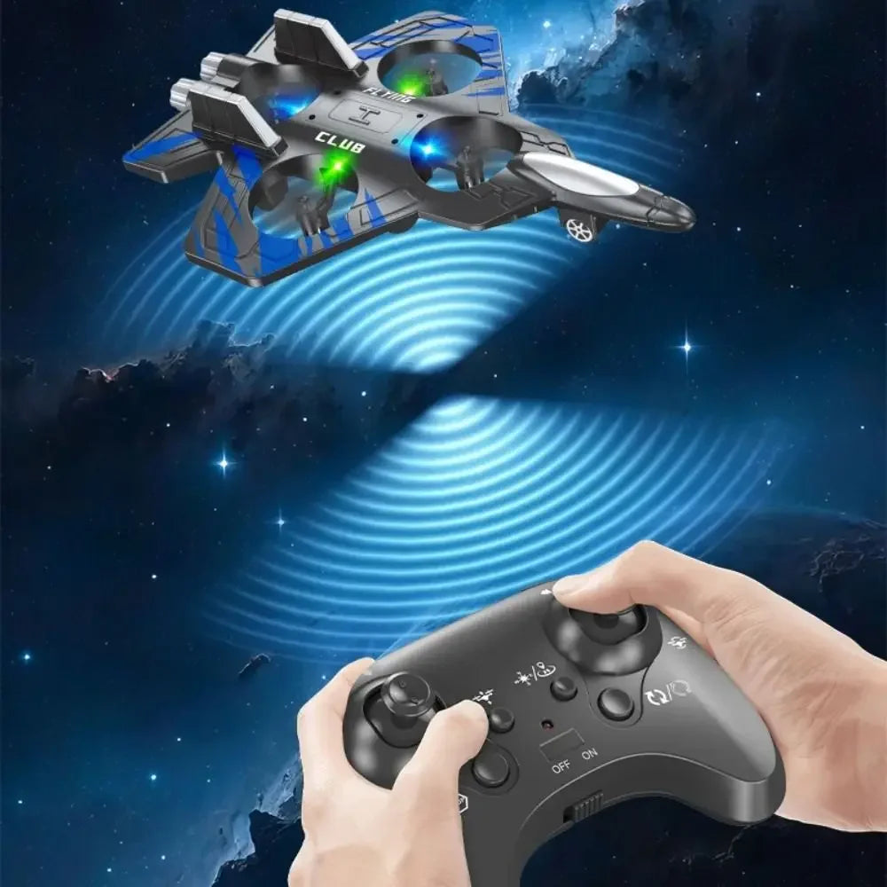 Avião RC de Combate em Espuma EPP 2.4GHz com Luzes LED – Controle Remoto para Crianças e Iniciantes