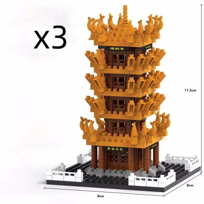 Blocos de Montar Guindaste Amarelo – Torre de Construção Educativa em Mini Blocos para Crianças