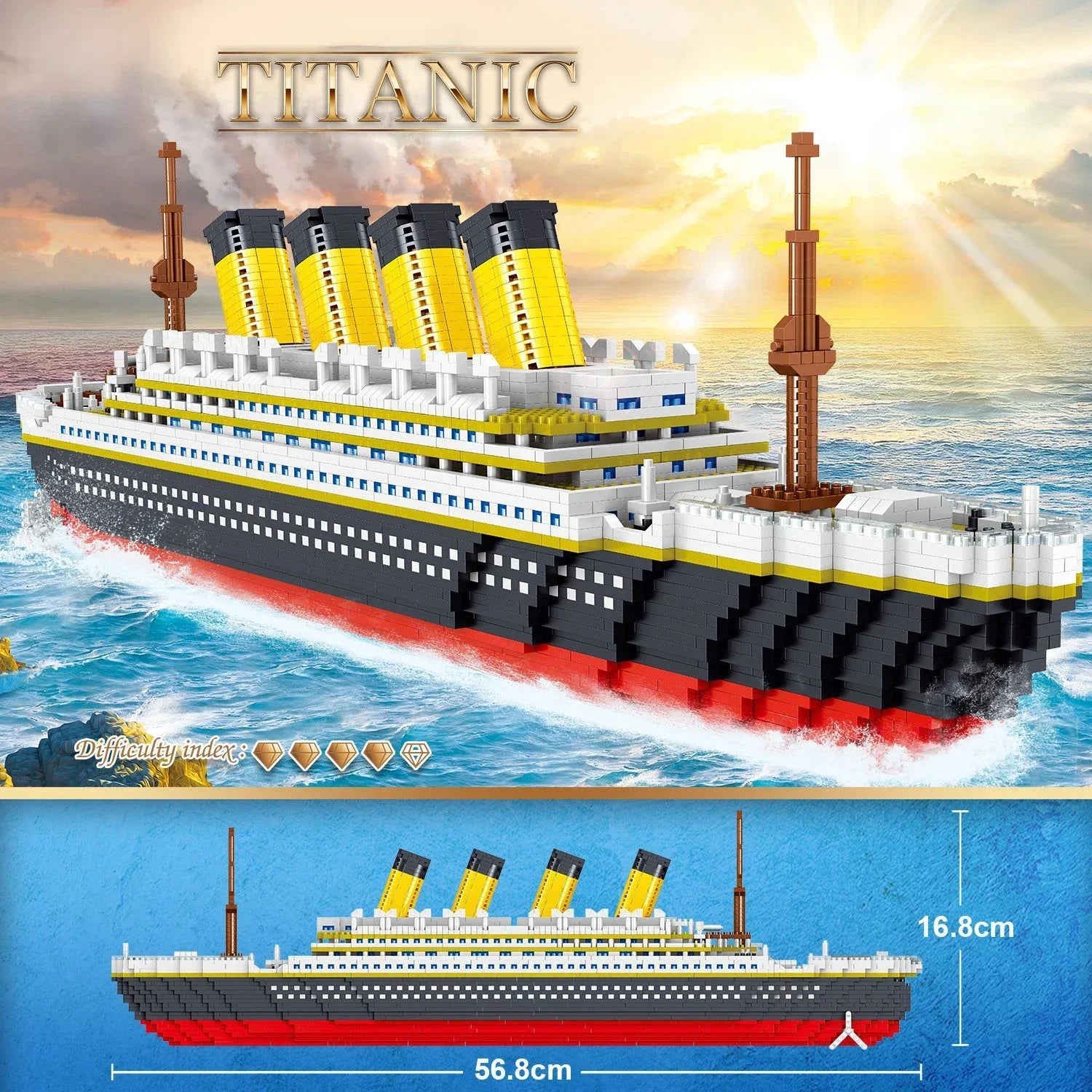 Navio Titanic em Blocos de Montar 4000+ Peças – Modelo de Cruzeiro MOC Compatível com LEGO para Adultos e Jovens