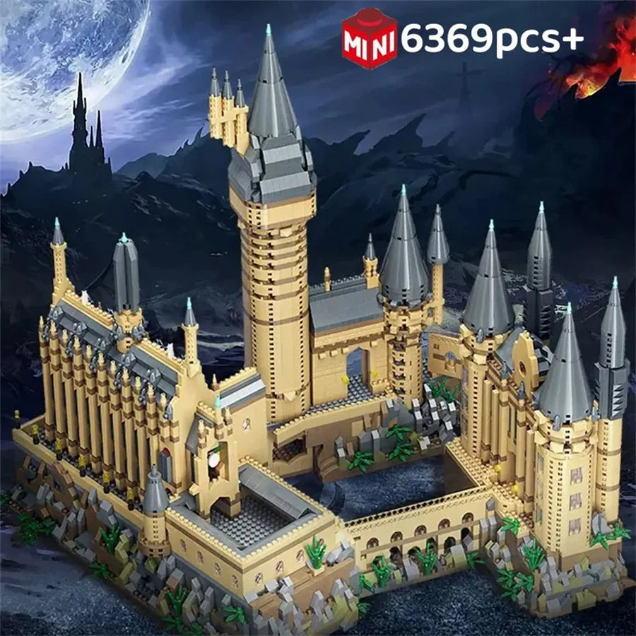 Castelo Mágico Hogwarts MOC 2025 – Blocos de Montar Micro Arquitetura Criativa | Modelo Cenário Decorativo