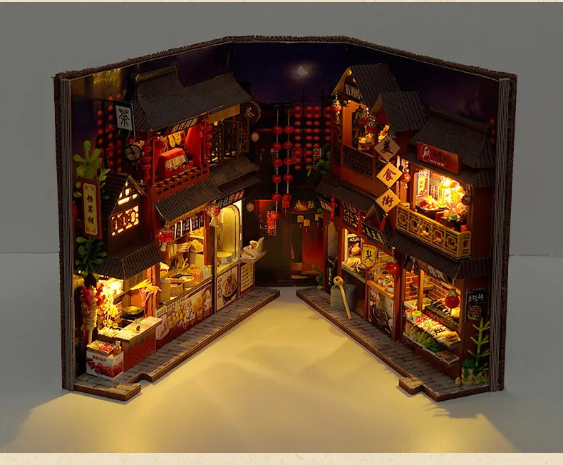 DIY Book Nook Casa de Muñecas Miniatura de Madera para Estantería – Kit Decorativo de Montaje
