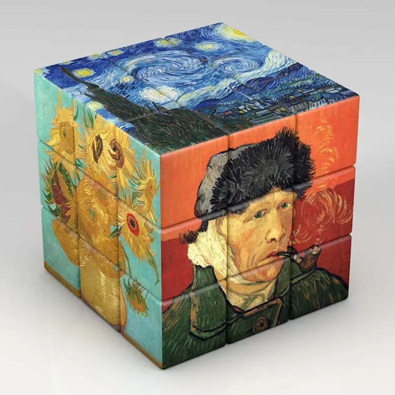 Cubo Mágico 3x3x3 Gogh Lisa com Estampa Japonesa Hokusai – Quebra-Cabeça Educativo Magnético