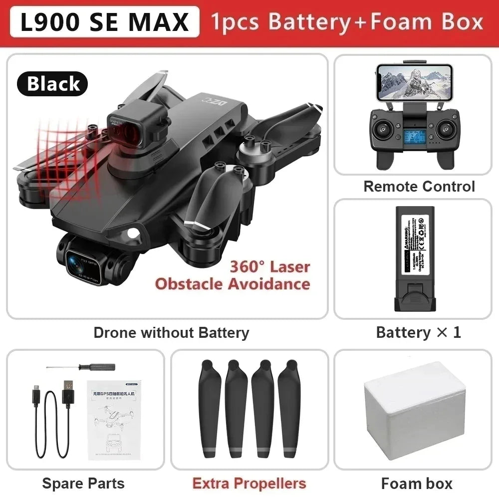 Drone L900 Pro SE MAX GPS 4K – Câmara Dupla HD, 5G WiFi e Radar de Obstáculos 360°