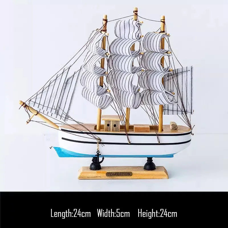 Barco Pirata Decorativo em Madeira Artesanal – Navio Náutico para Decoração de Casa e Escritório