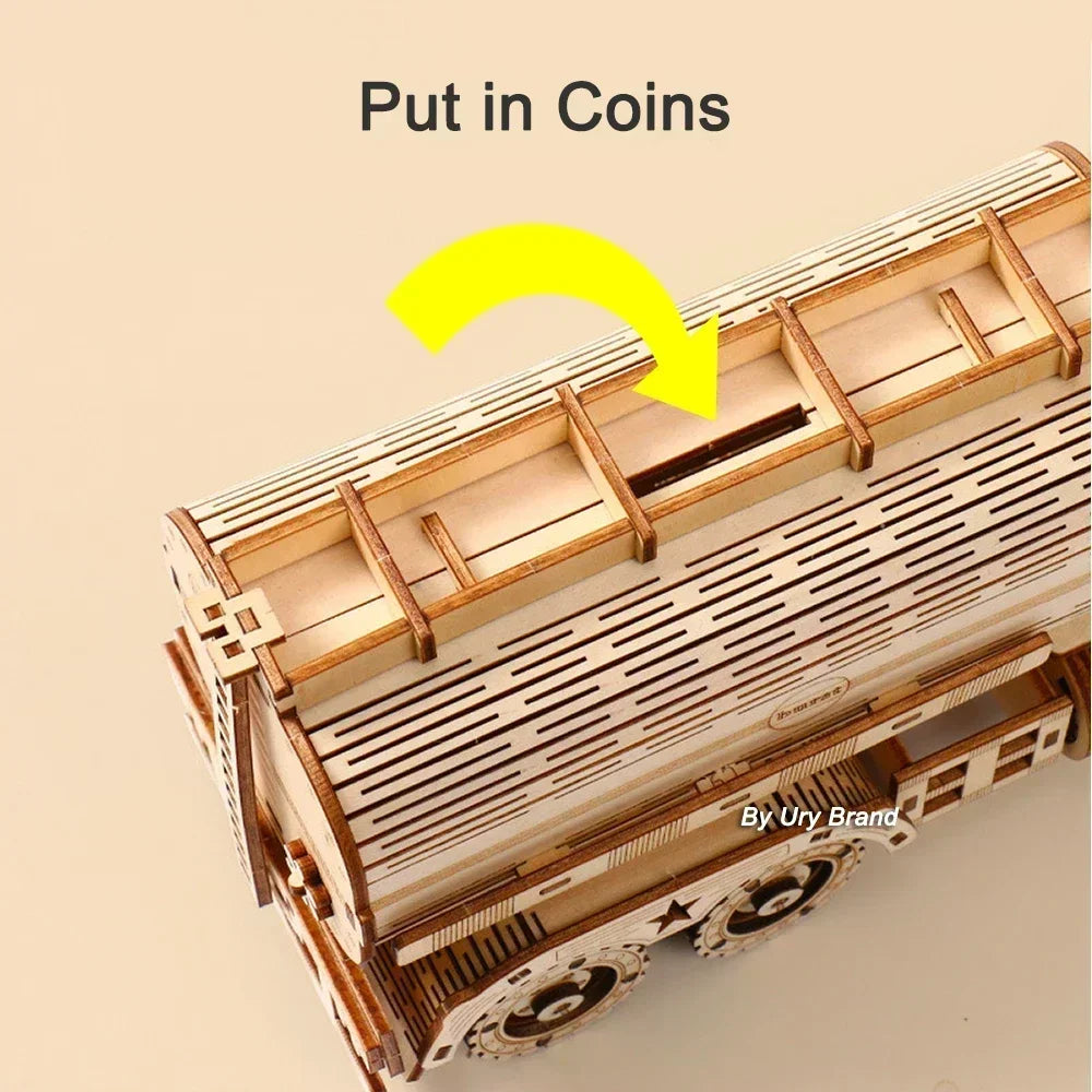 Rompecabezas 3D de Madera DIY Camión Alcancía – Modelo de Vehículo para Montaje, Regalo Creativo para Adultos y Jóvenes