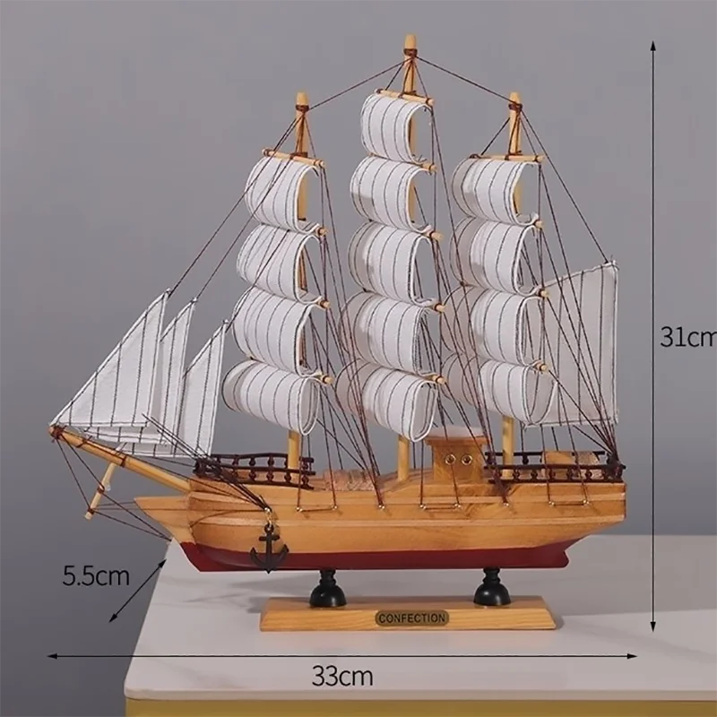 Barco Pirata Decorativo em Madeira Artesanal – Navio Náutico para Decoração de Casa e Escritório