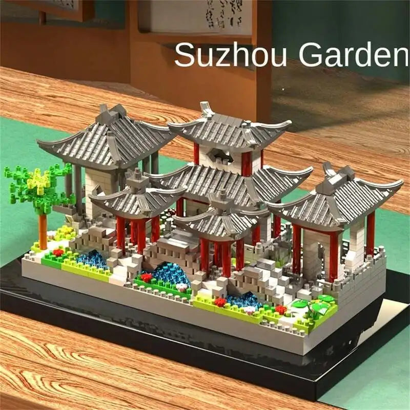 Blocos de Montagem Micro Suzhou Garden – Puzzle de Construção Estilo Étnico em Mini Blocos