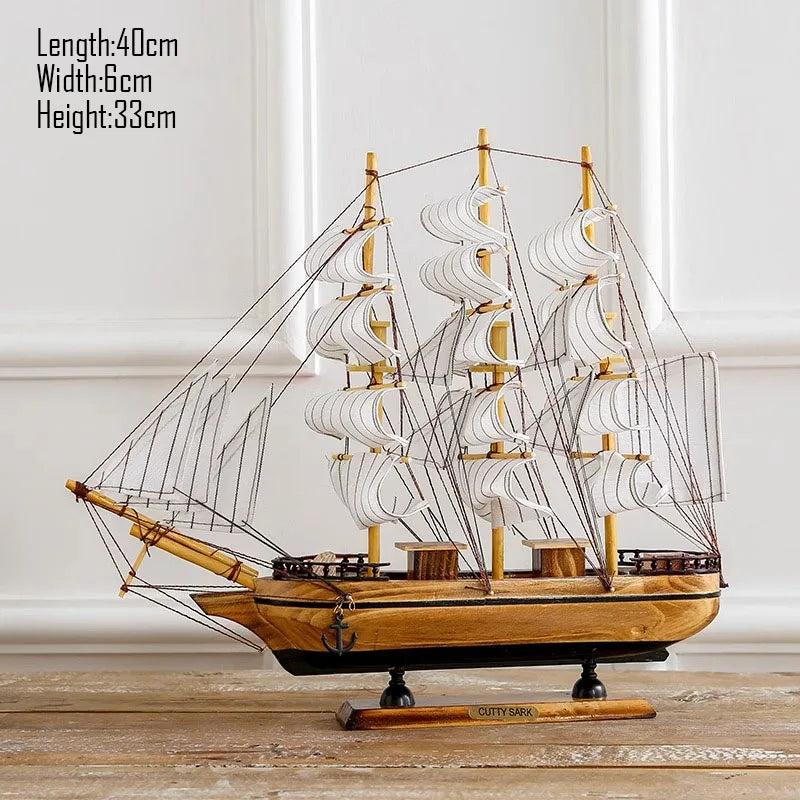 Barco Pirata Decorativo em Madeira Artesanal – Navio Náutico para Decoração de Casa e Escritório