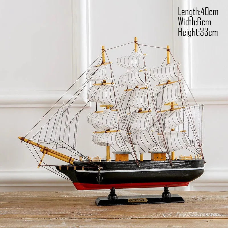 Barco Pirata Decorativo em Madeira Artesanal – Navio Náutico para Decoração de Casa e Escritório