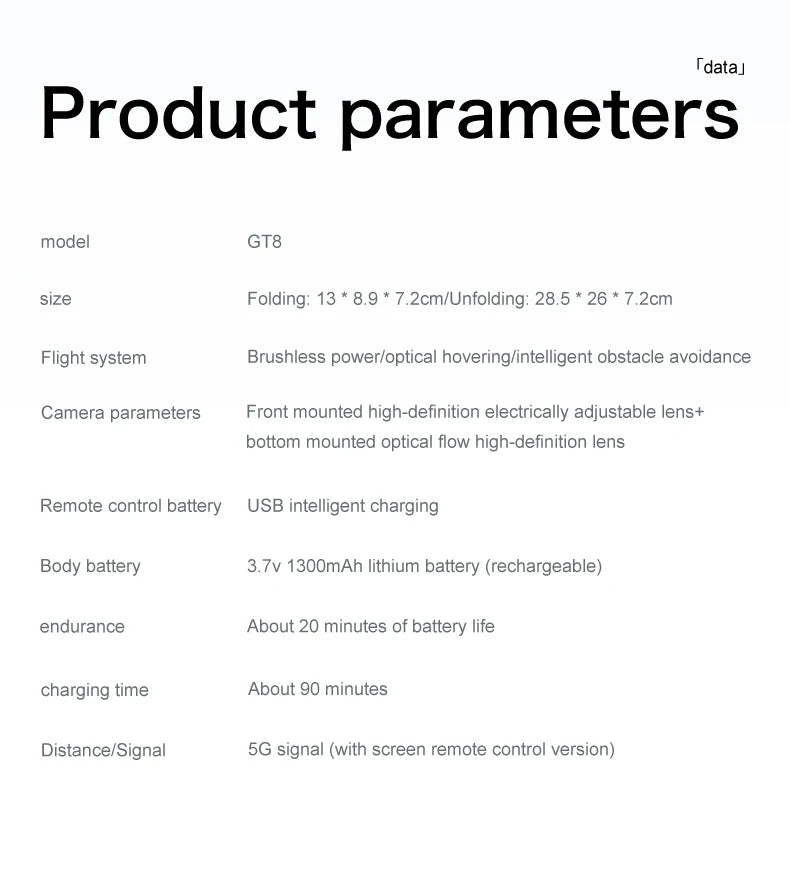Drone GT8 8K Profissional com Dupla Câmera HD, Controle com Tela, Wi‑Fi 5G, Motor Brushless e Desvio de Obstáculos