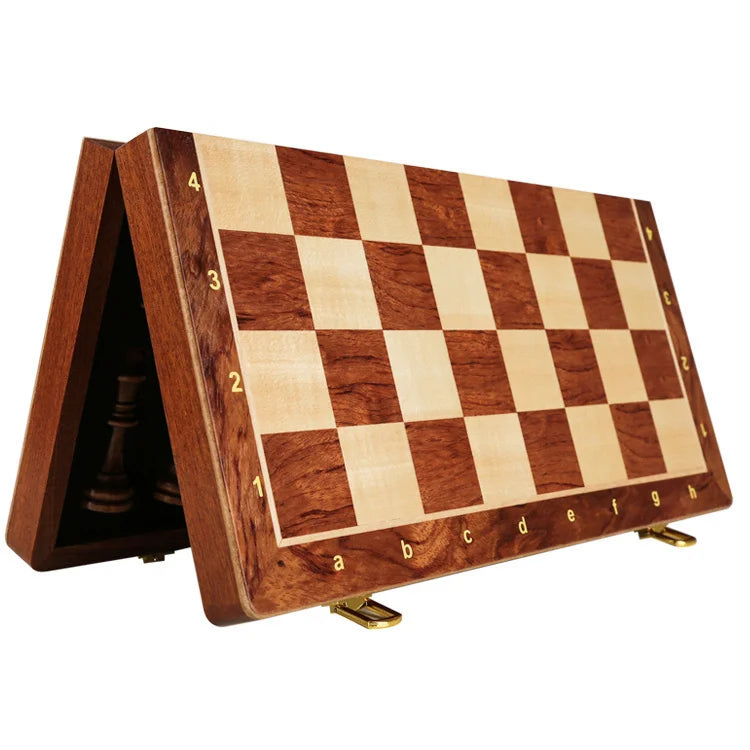 Juego de Ajedrez de Madera Plegable Premium – Tablero Clásico de Nogal con Piezas Artesanales