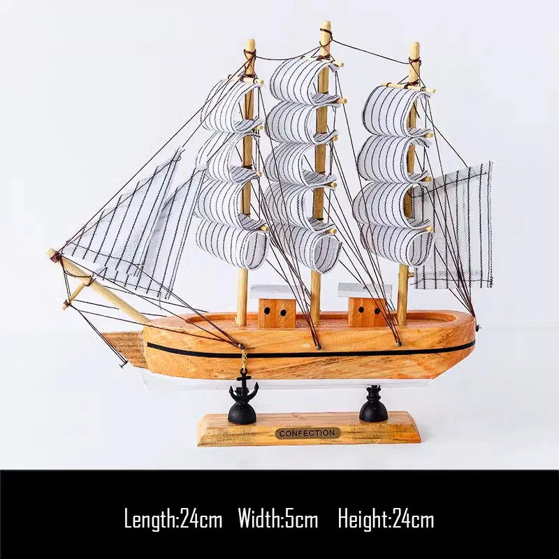 Barco Pirata Decorativo em Madeira Artesanal – Navio Náutico para Decoração de Casa e Escritório