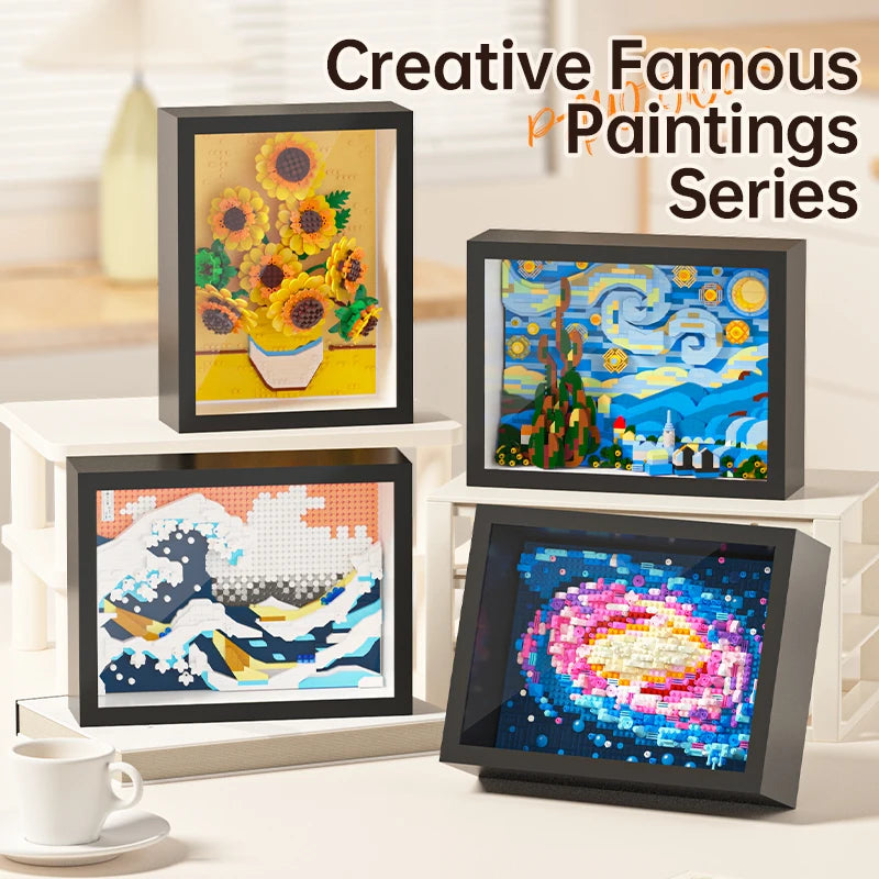 Obras de Arte Famosas em Blocos de Construção – Van Gogh, Noite Estrelada e Onda de Kanagawa