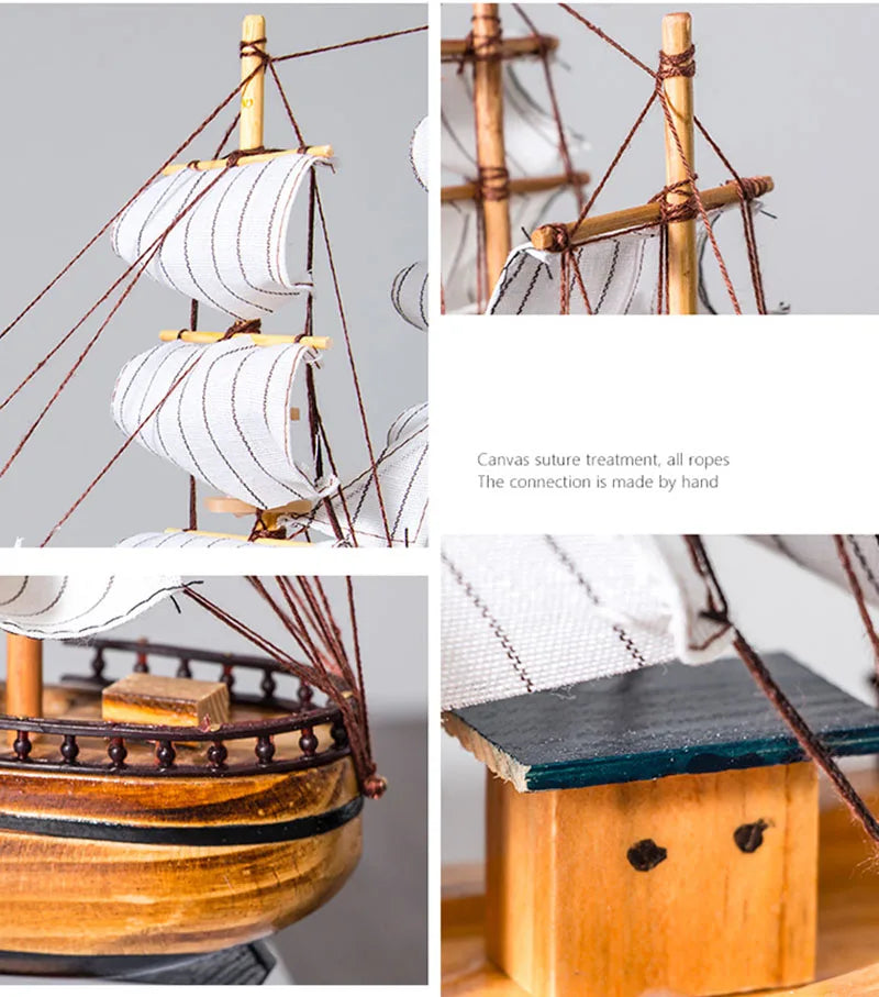 Barco Pirata Decorativo em Madeira Artesanal – Navio Náutico para Decoração de Casa e Escritório