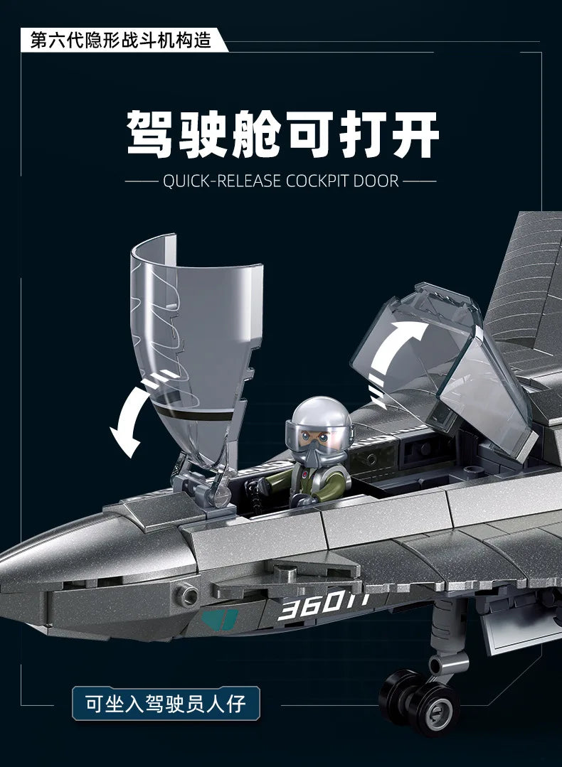 Bloques de Construcción Militar Sluban – Avión de Combate, Bombardero, Helicóptero y Tanque ZTZ-99 MOC Compatible con LEGO