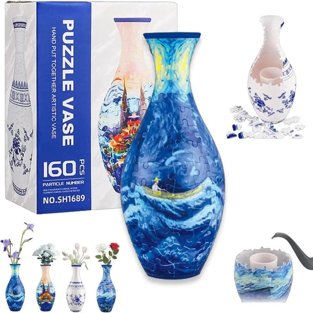 Jarrón Decorativo 3D tipo Puzzle con 160 Piezas – DIY Creativo para Decoración y Regalo