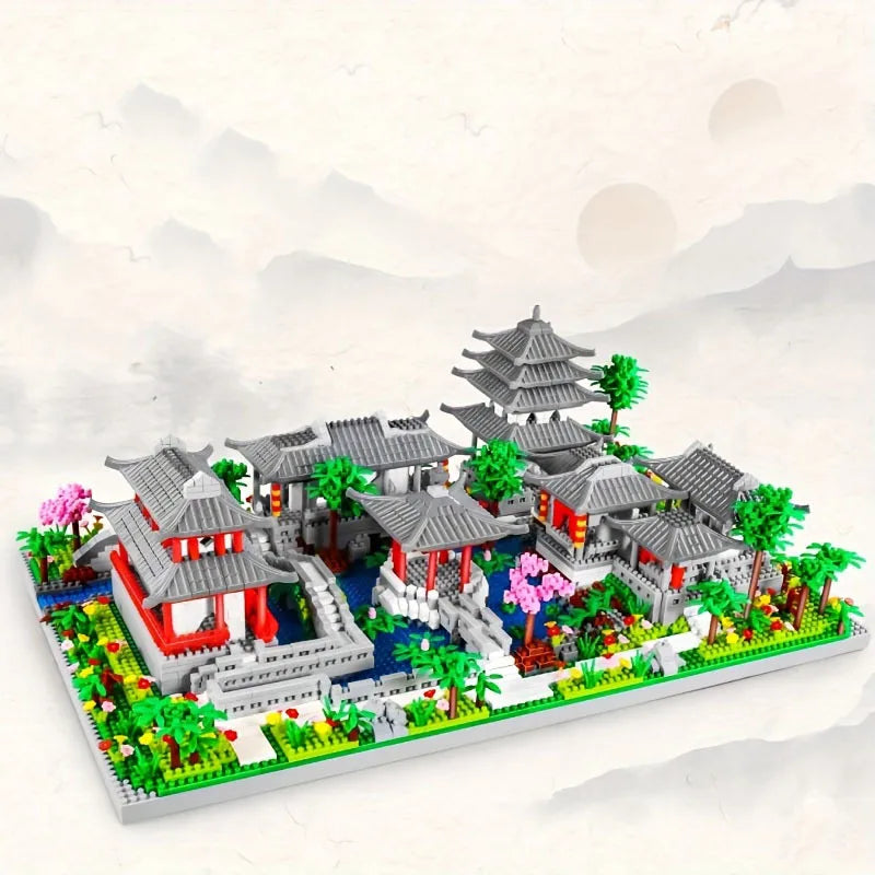 Blocos de Montagem Micro Suzhou Garden – Puzzle de Construção Estilo Étnico em Mini Blocos