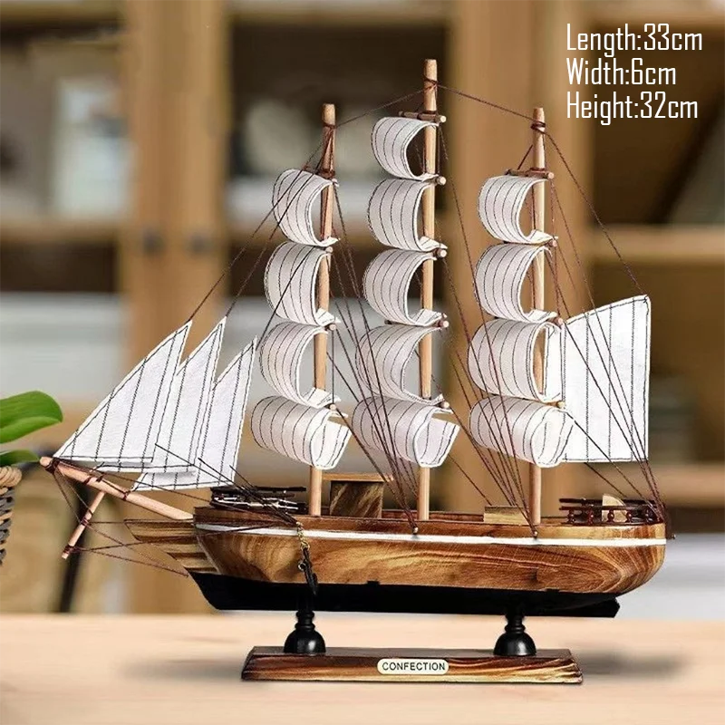 Barco Pirata Decorativo em Madeira Artesanal – Navio Náutico para Decoração de Casa e Escritório