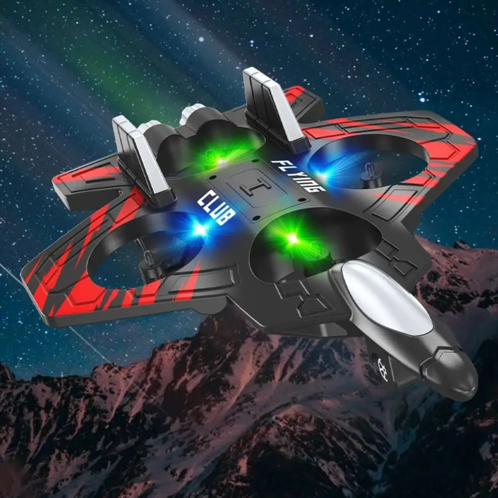 Avião RC de Combate em Espuma EPP 2.4GHz com Luzes LED – Controle Remoto para Crianças e Iniciantes