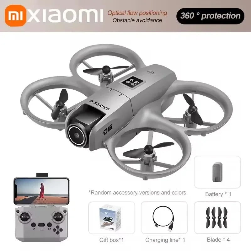 Drone Xiaomi D16 Mini 8K com Dupla Câmera, GPS e Desvio de Obstáculos – Profissional, Compacto e Estável