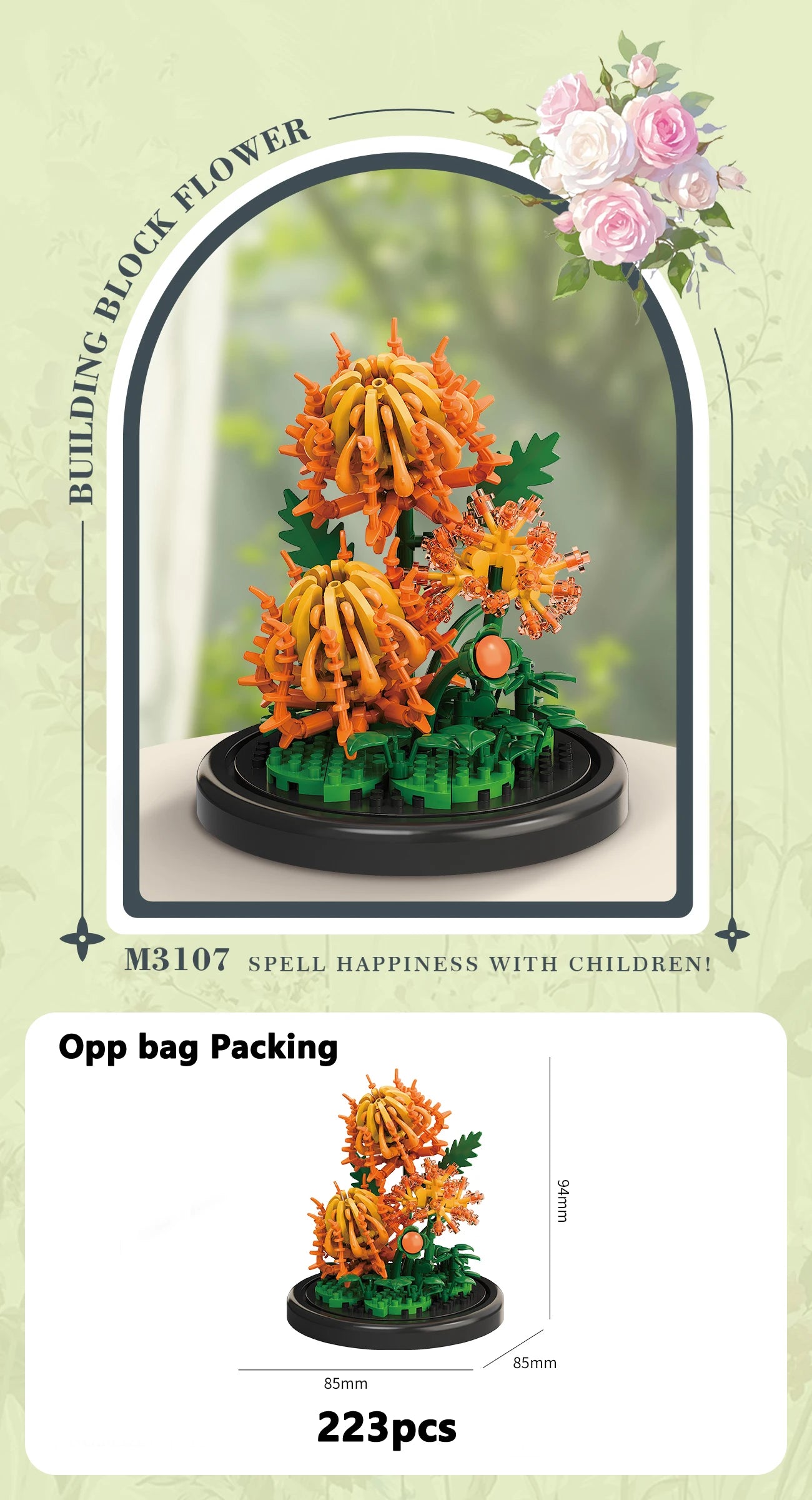 Buquê de Flores Eternas em Mini Blocos – Bonsai Decorativo em Blocos de Montar para Decoração e Presente