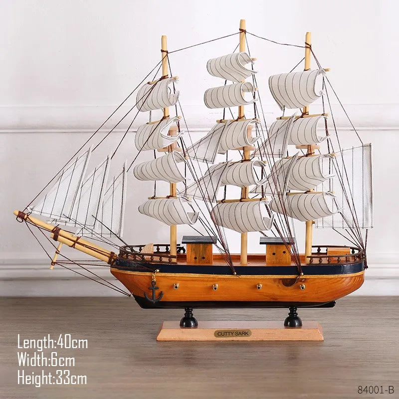 Barco Pirata Decorativo em Madeira Artesanal – Navio Náutico para Decoração de Casa e Escritório