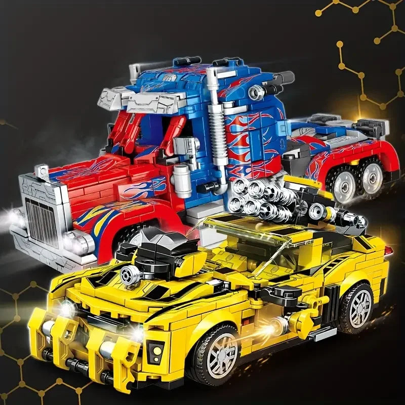 Transformers - Kit de Blocos de Montagem ABS 1060 Peças – Modelo 2 em 1 Criativo para Adultos, Decoração e Presente