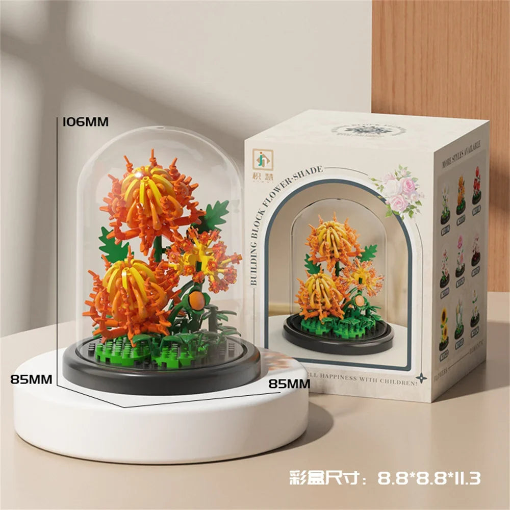 Ramo de Flores Eternas en Mini Bloques – Bonsái Decorativo de Construcción para Hogar y Regalo
