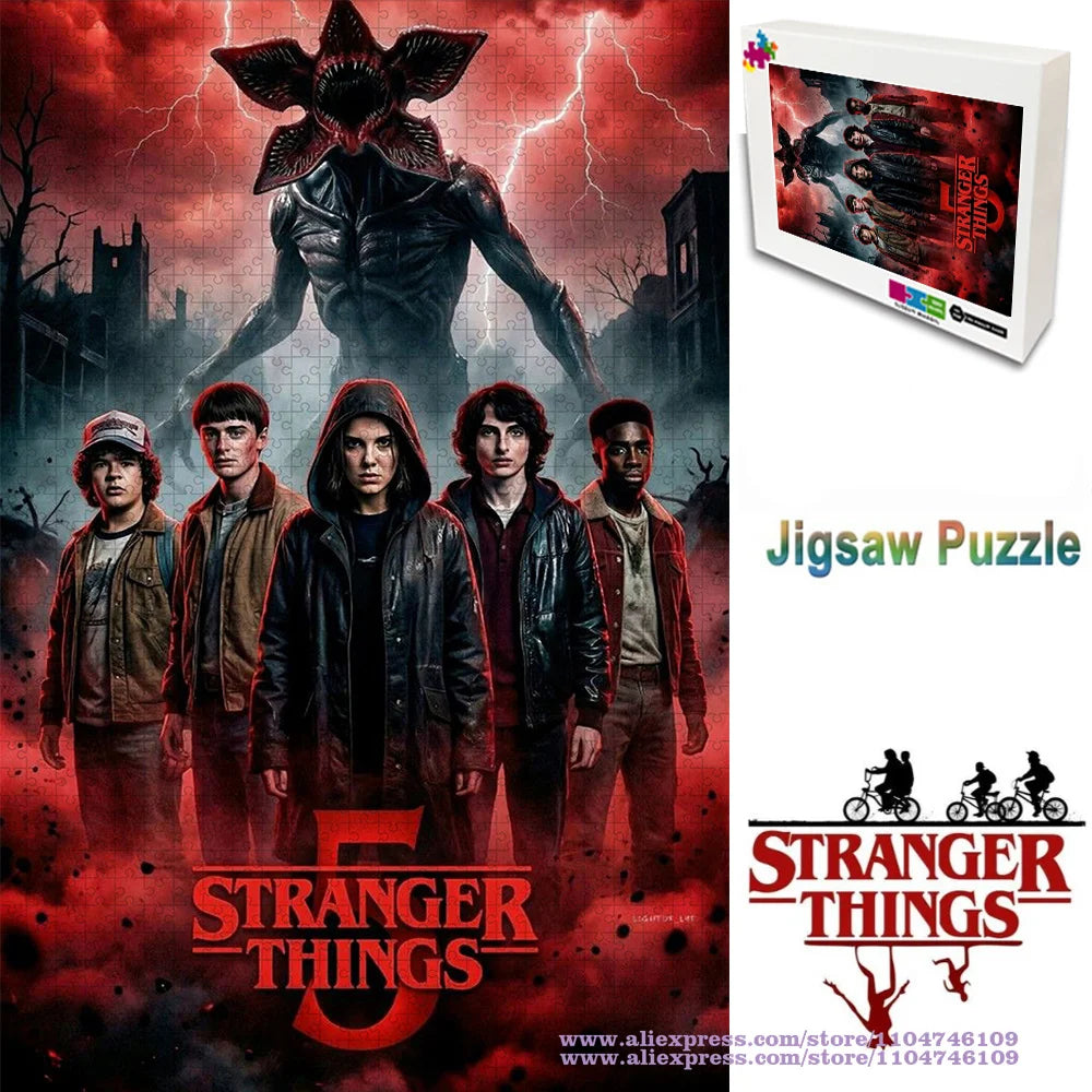 Quebra-Cabeça Stranger Things em Madeira 108 a 1500 Peças – Puzzle Educativo para Crianças e Adultos, Presente Criativo